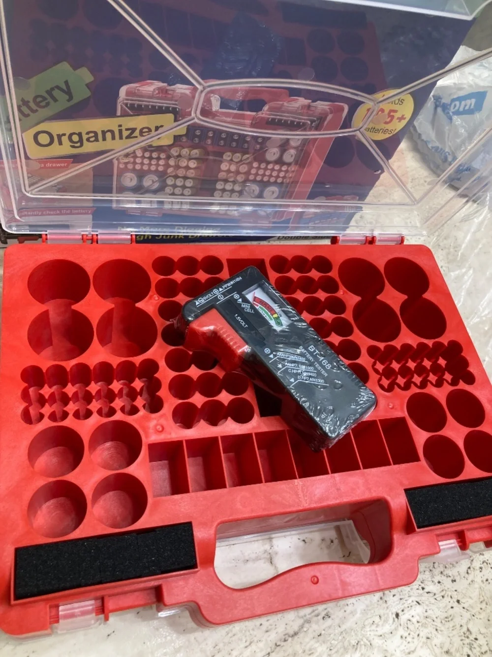 Red Battery Storage Case - Holds 185+